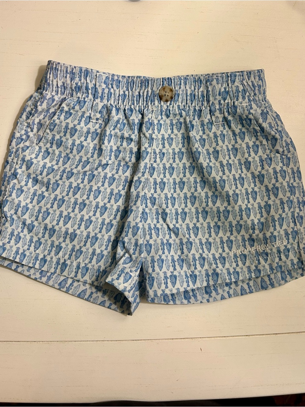 Properly Tied BoysThe Mallard Short Fishermen's Paradise Blue White Sz 4T